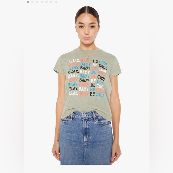 NWT Mother The Sinful Soft Slimfit Crewneck in Sage Green (Relax Baby Be Cool) - Picture 1 of 10